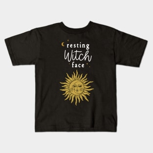 Resting Witch Face with Sun Moon Celestial Kids T-Shirt